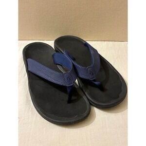 Olukai Ohana Womens Size 7 Flip Flop Sandals Navy Blue Thong Comfort Beach Shoes